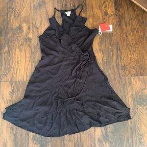 Black Faux Wrap Dress